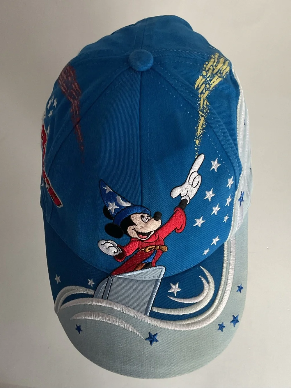 Disney Parks Youth Fantasia Mickey Mourse Sorcerers Hook And Loop Strap Hat Cap